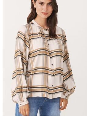 Part Two Copenhagen Kata Button Down Shirt Flannel Plaid Top 40 Medium Large M/L